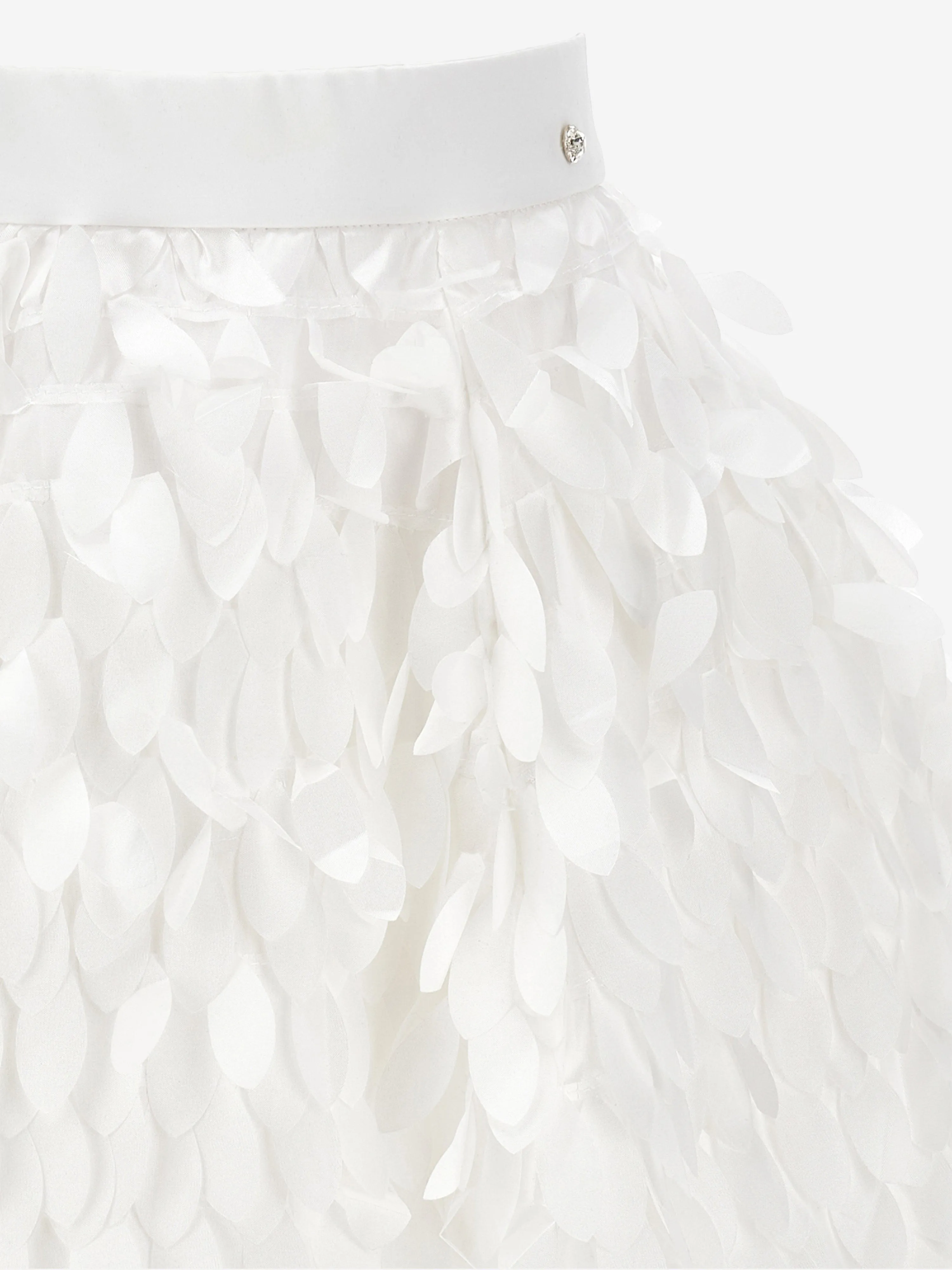 Monnalisa Girls Satin Leaf Skirt in Ivory