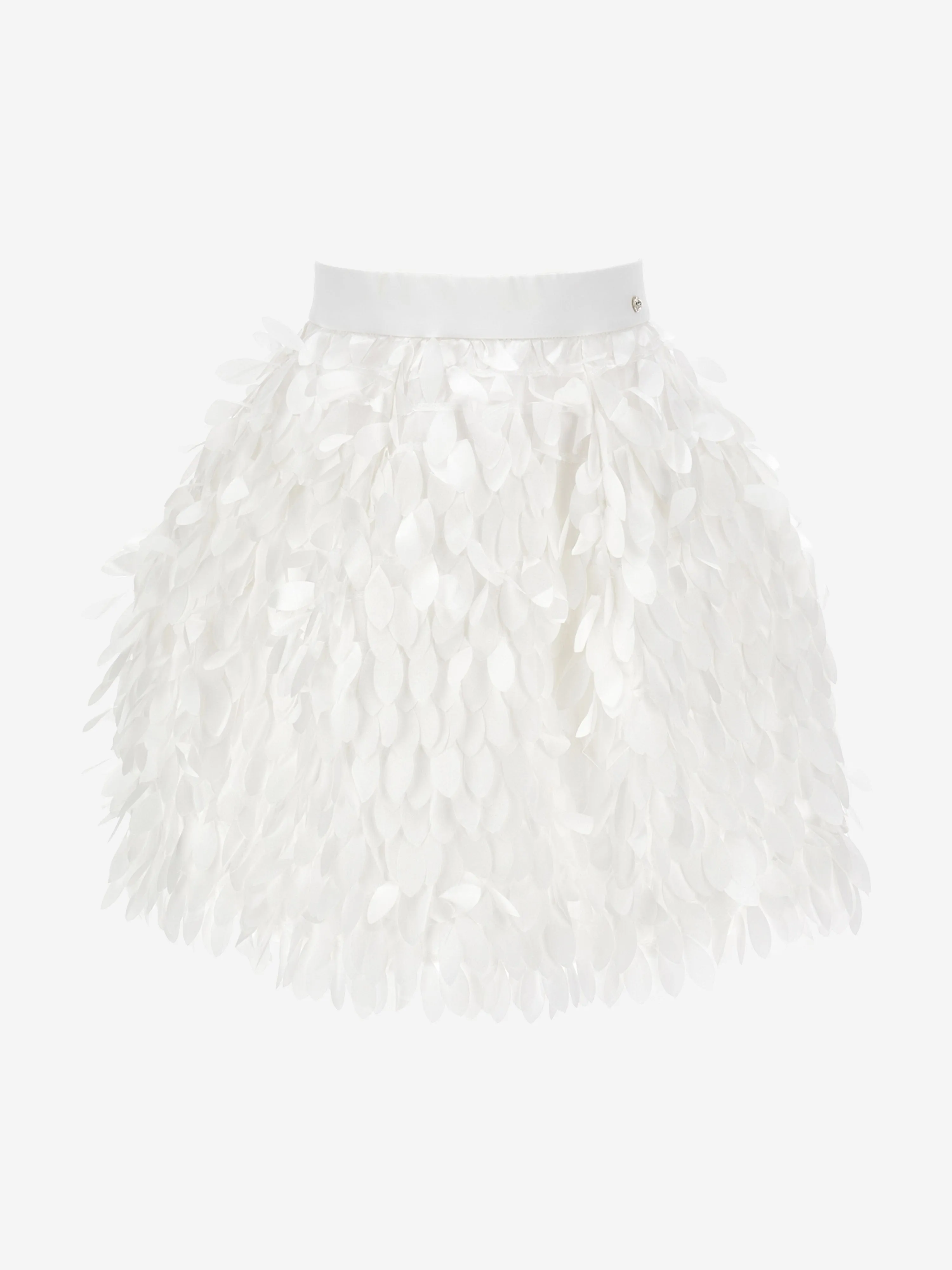 Monnalisa Girls Satin Leaf Skirt in Ivory