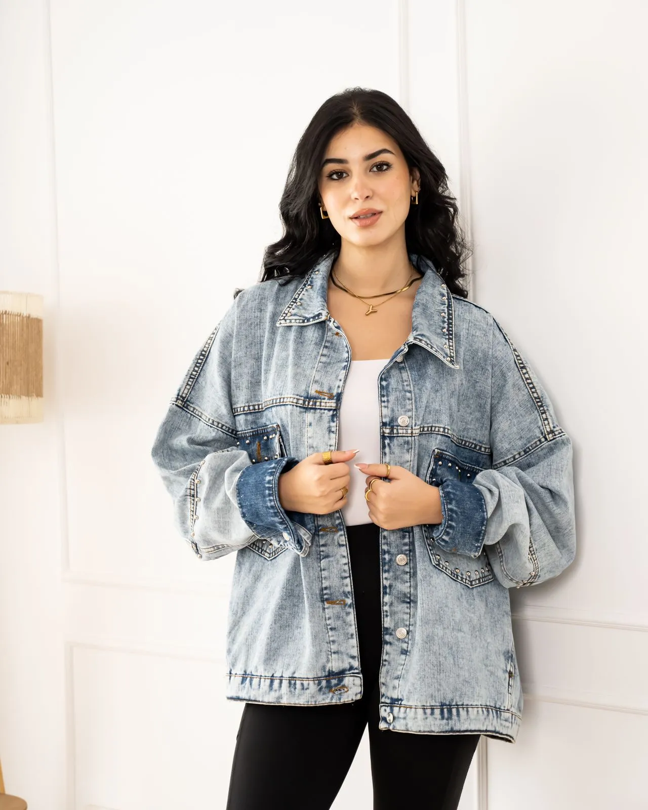 Oversized denim jacket - light blue