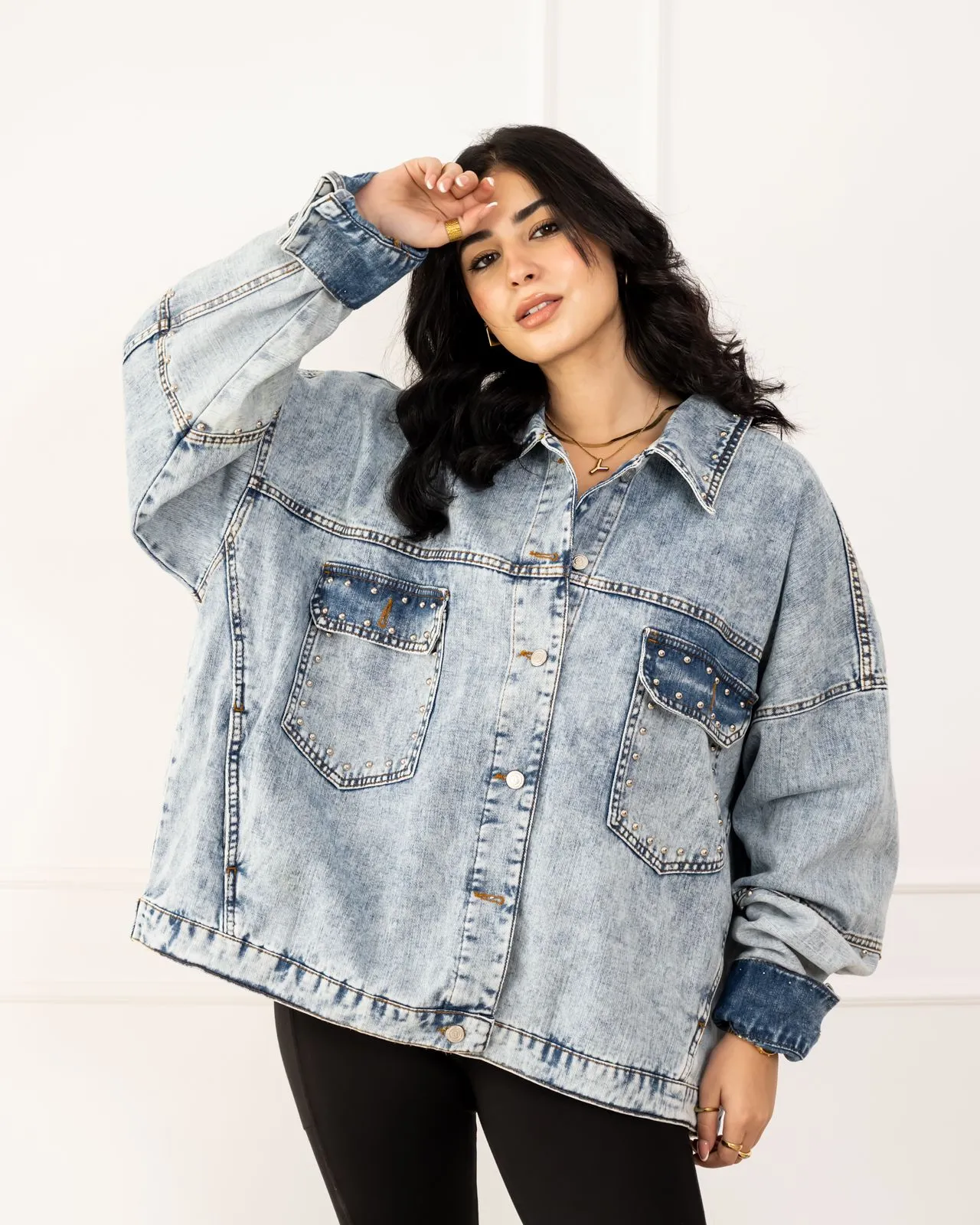 Oversized denim jacket - light blue