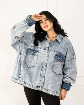 Oversized denim jacket - light blue