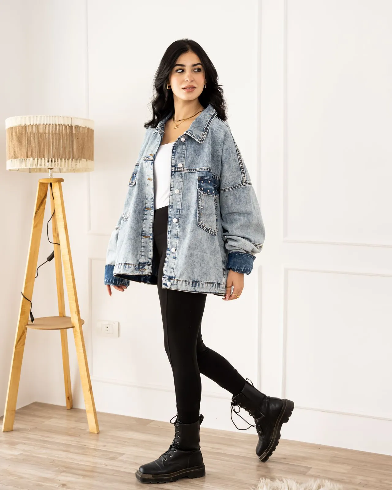 Oversized denim jacket - light blue