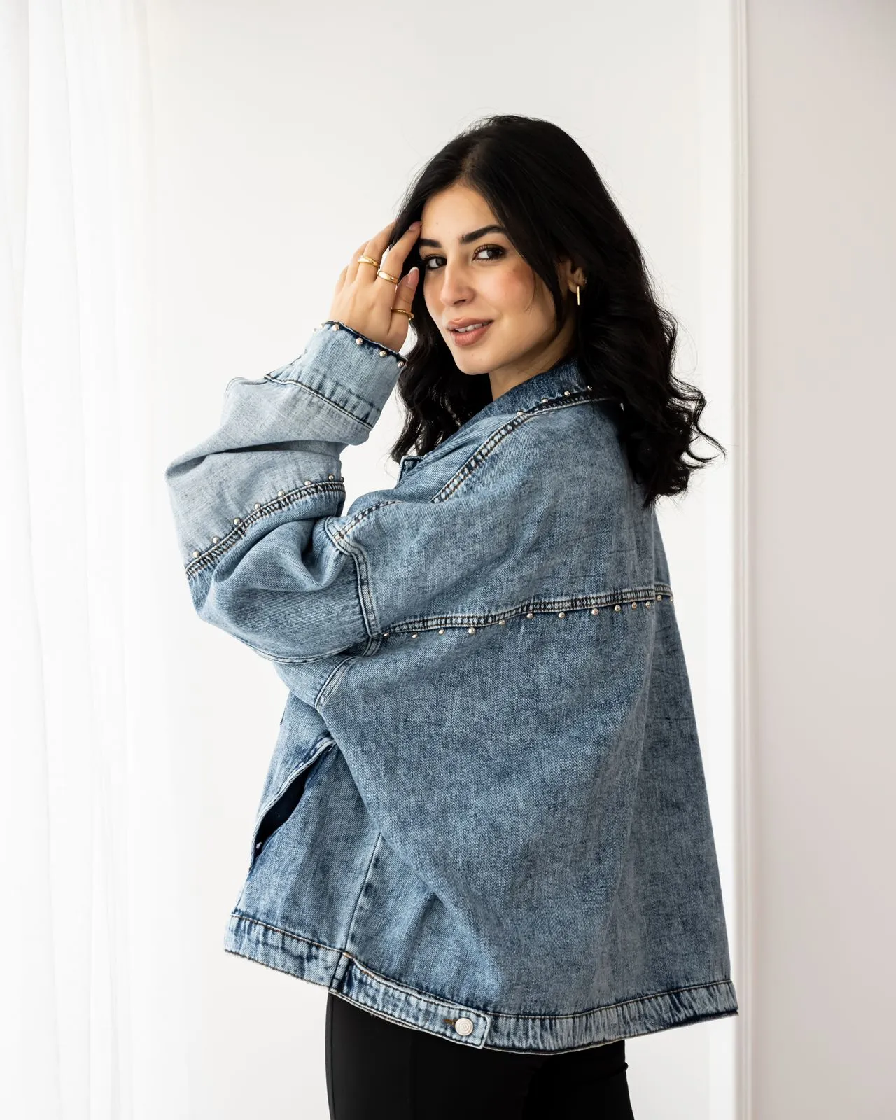 Oversized denim jacket - light blue