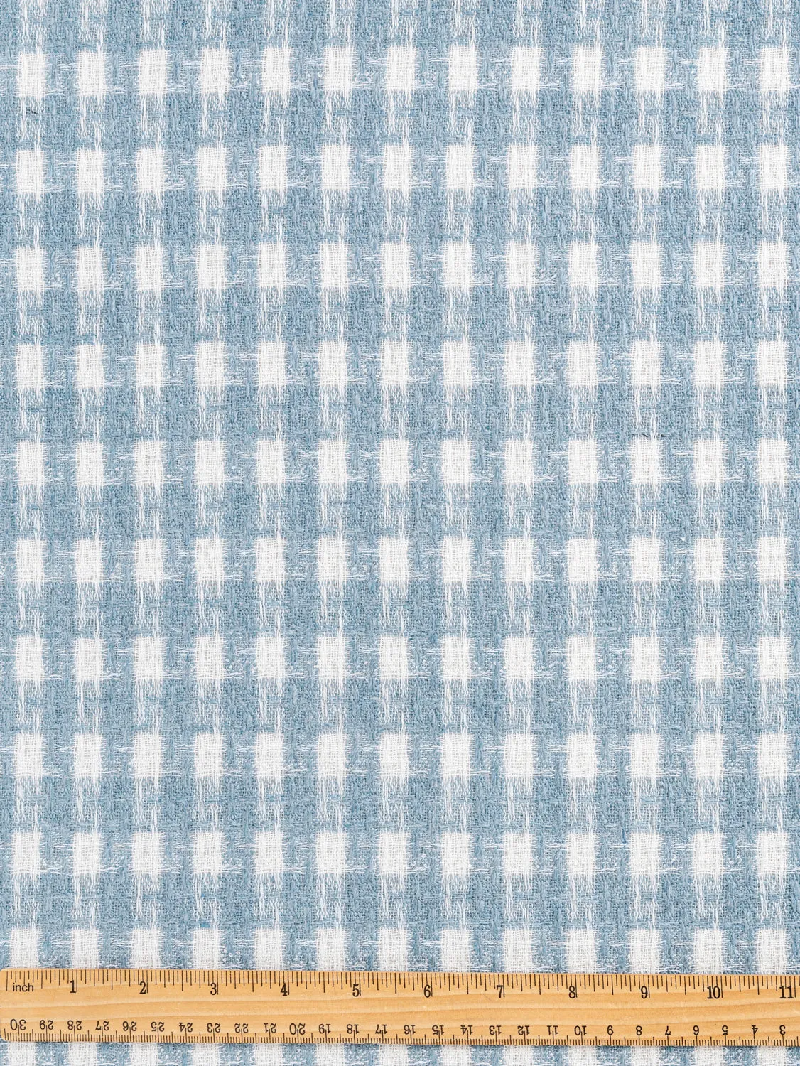 Plaid Wool Coating Deadstock - Light Blue   White