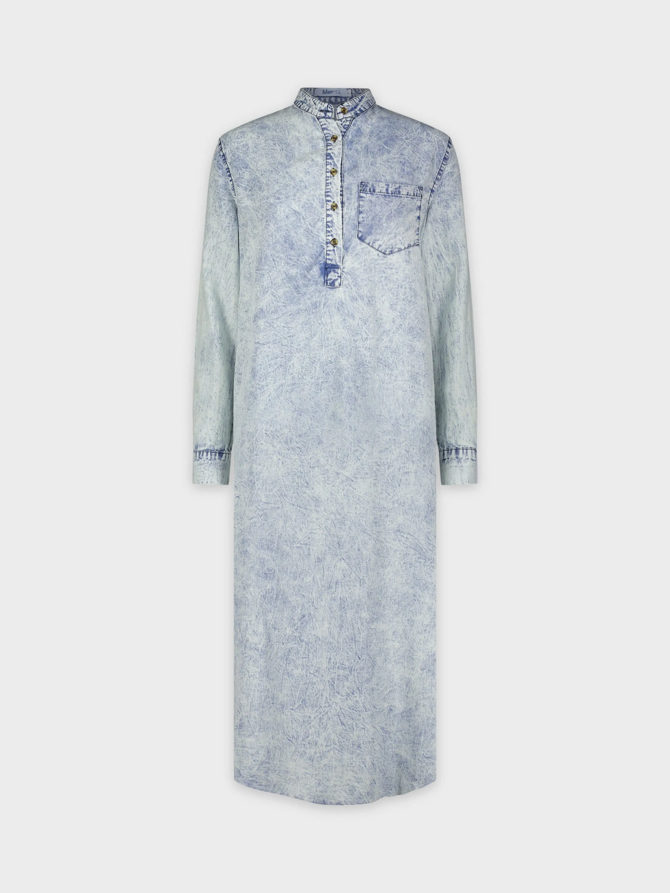 POPOVER DENIM DRESS-WASHED BLUE