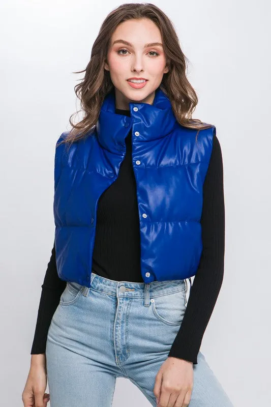 PU Faux Leather puffer Vest