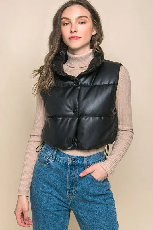 PU Faux Leather puffer Vest