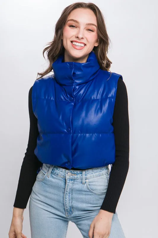 PU Faux Leather puffer Vest