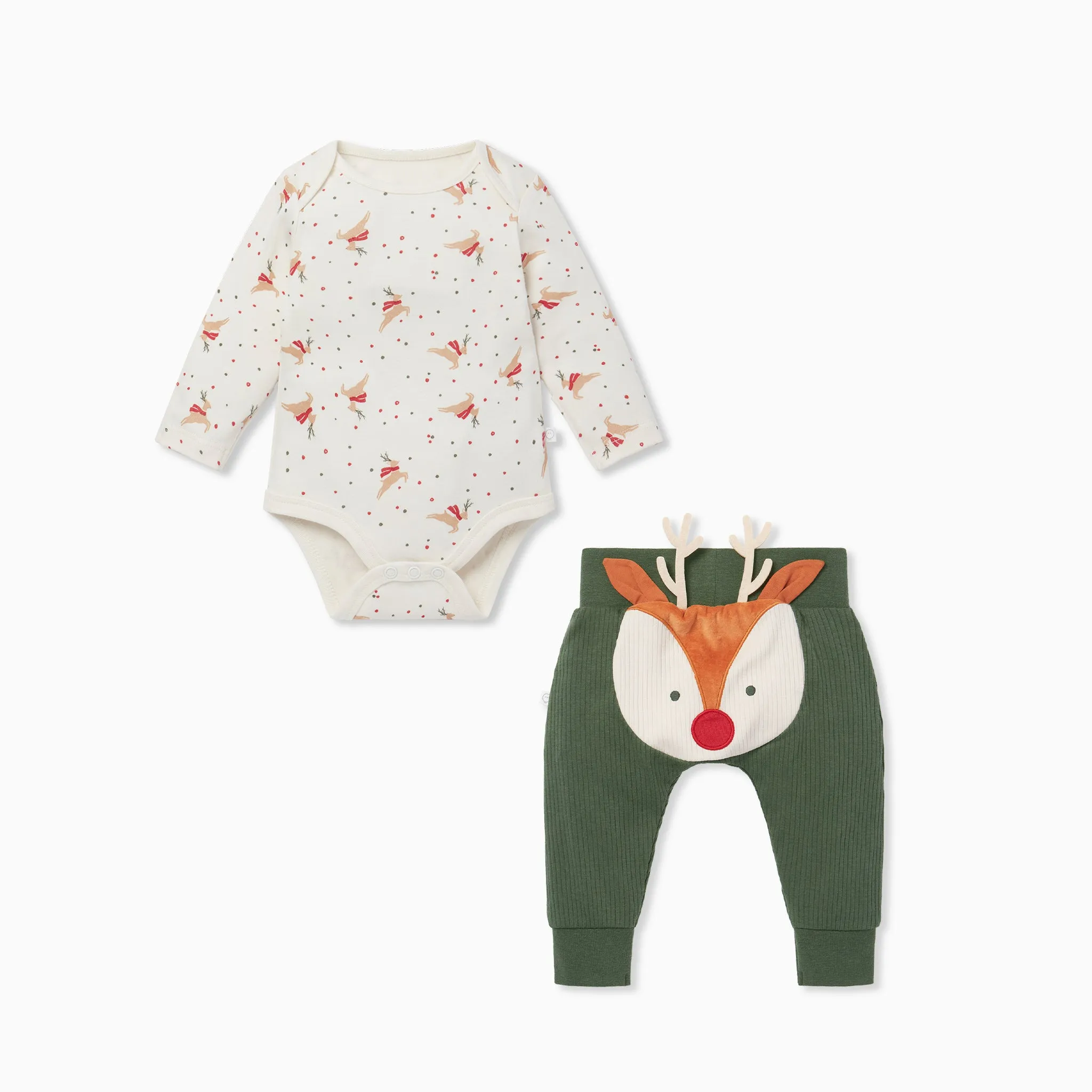 Reindeer Long Sleeve Bodysuit & Joggers Outfit