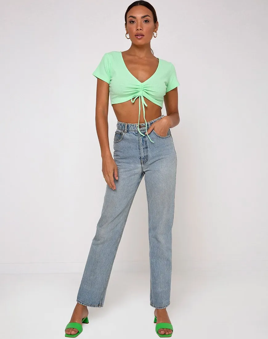 Rivera Crop Top in Rib Neo Mint