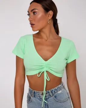 Rivera Crop Top in Rib Neo Mint