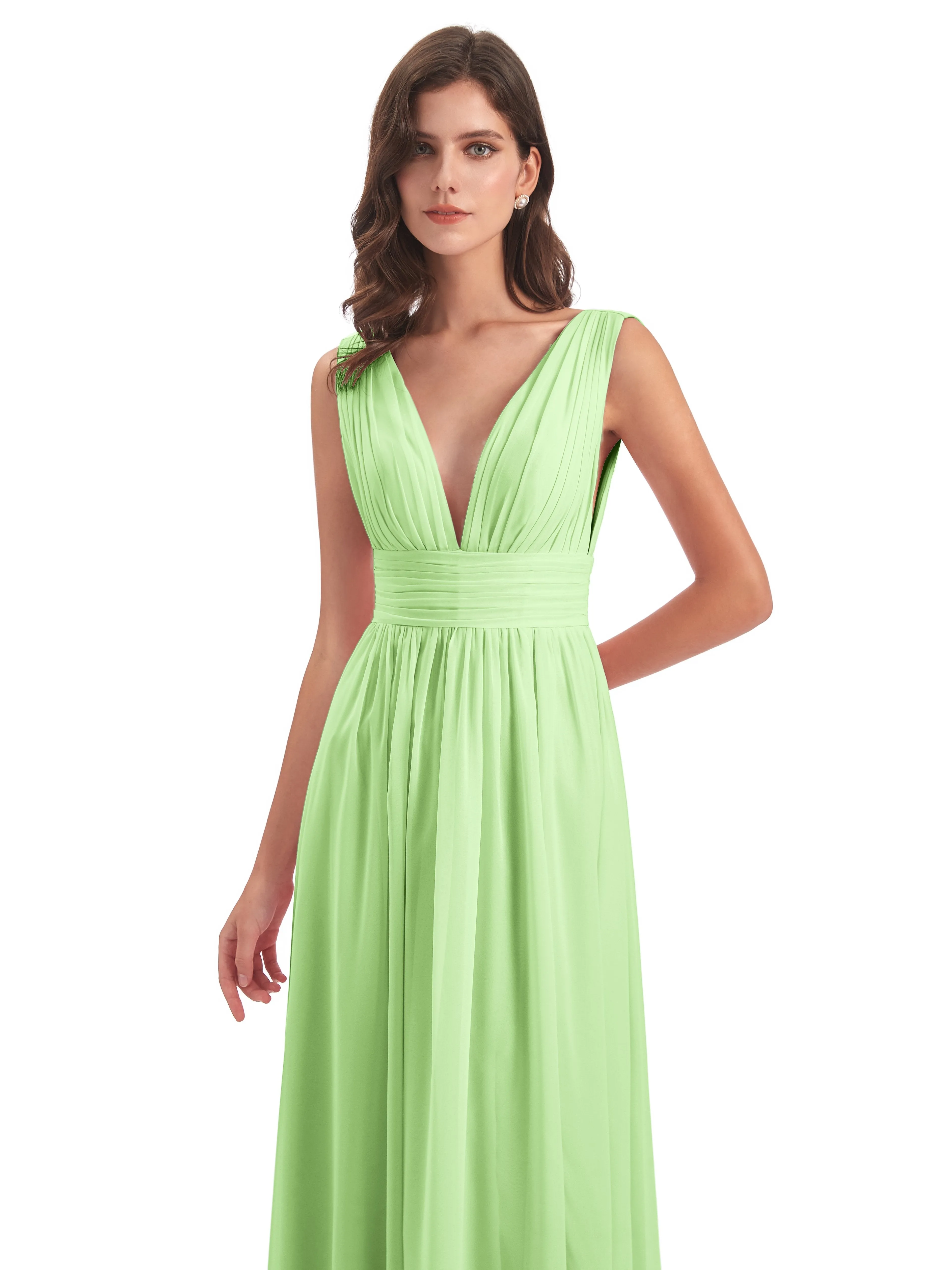 Sage Green Bridesmaid Dresses Uk Charming Chiffon V Neck Split Long Bridesmaid Dresses