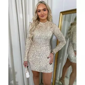 Sequin Long Sleeve Bodycon Mini Dress