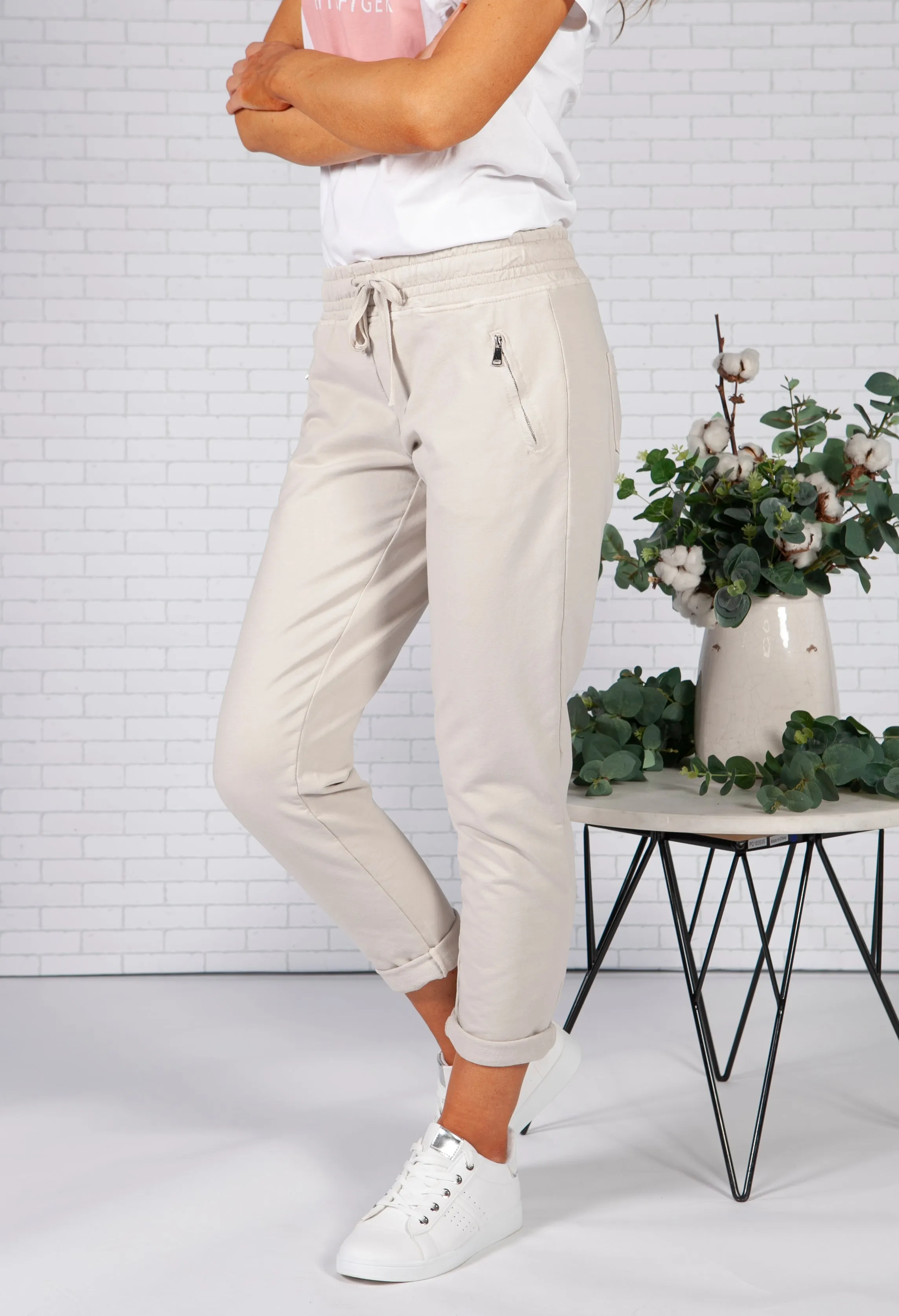 Stone Joggers with Side Zip Pockets