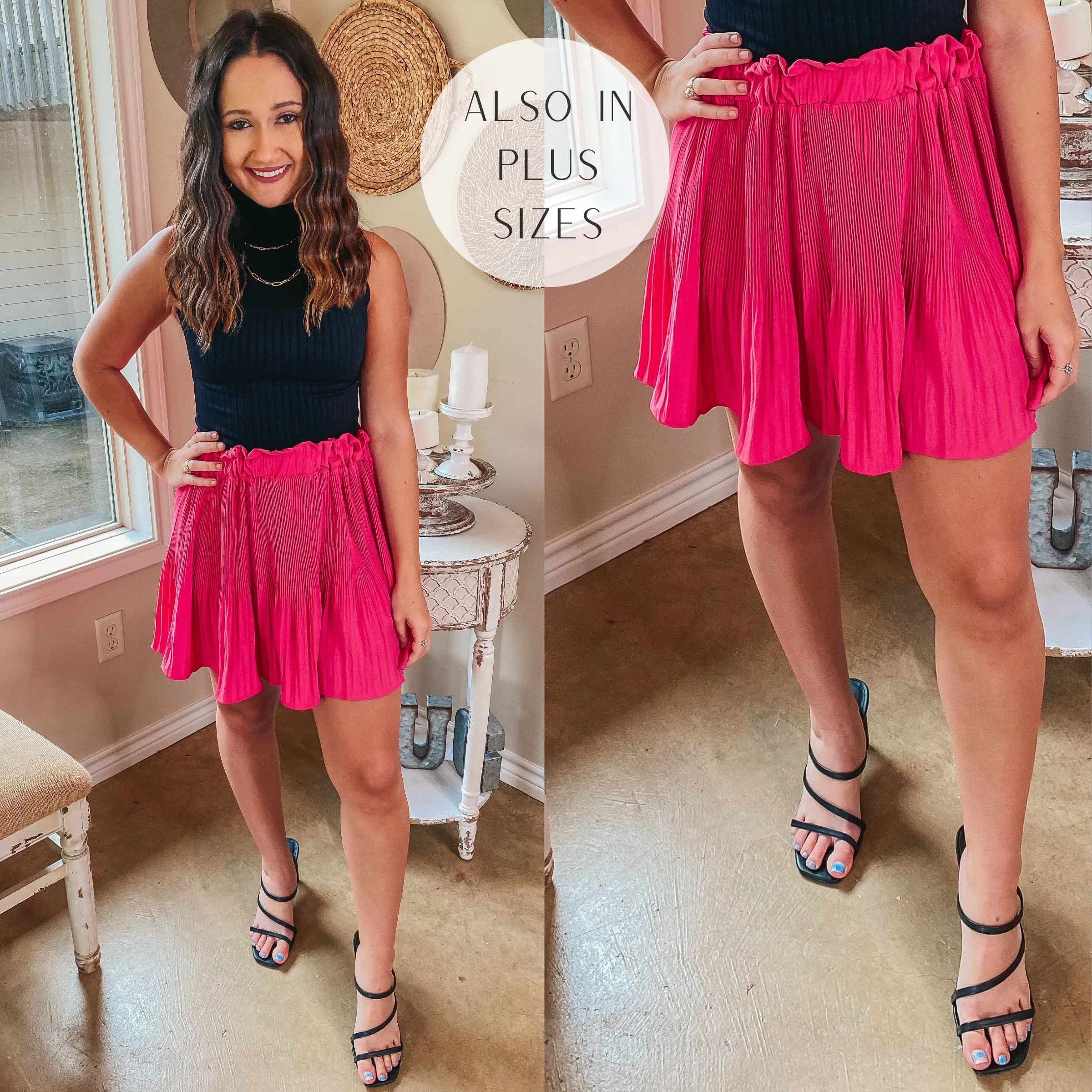 Style Stash Pleated Ruffle Mini Skirt in Hot Pink