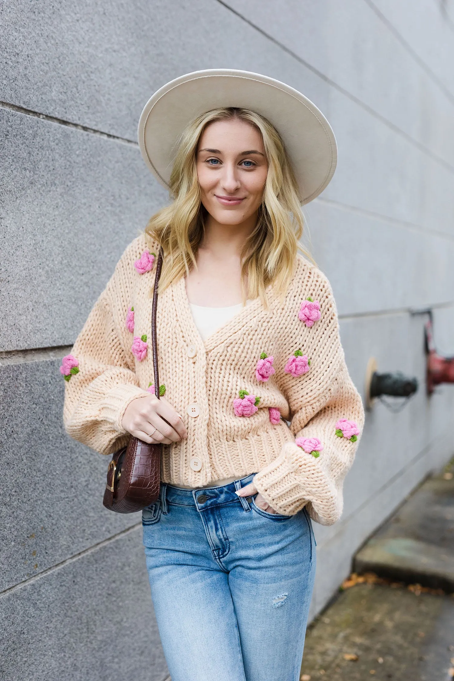 The Hand Picked Flower Rosette Cardigan Sweater