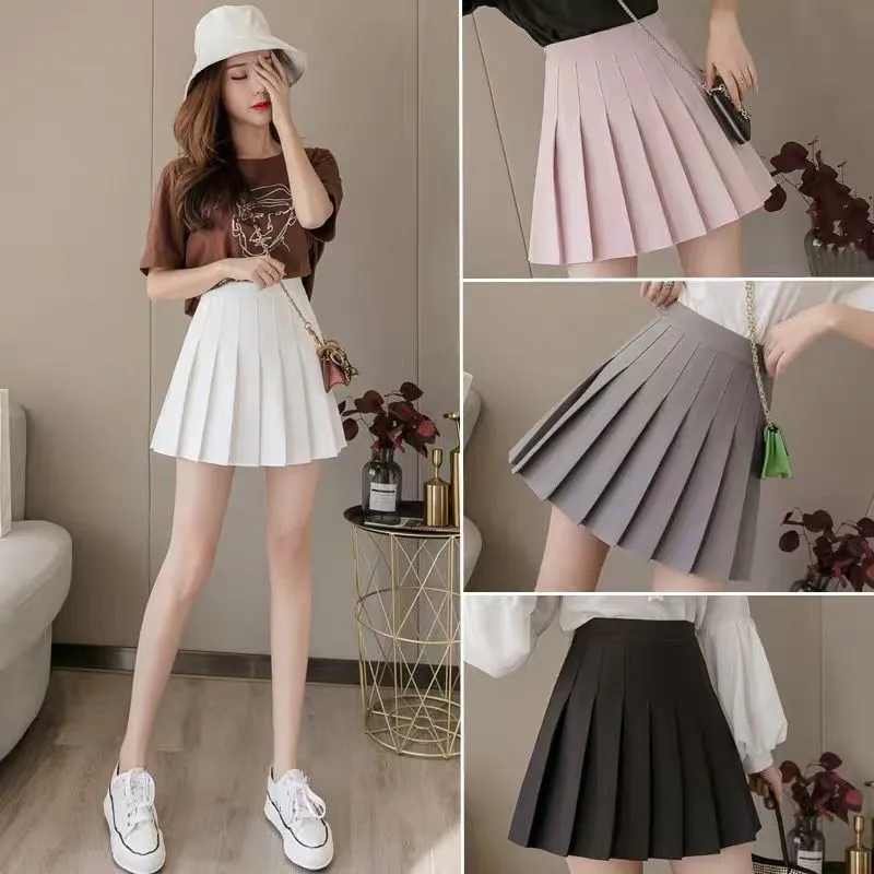 Women Pleated College Fresh Looking Elegant High Waist Slim Look All-Matching Korean Skirt Trendy A-Line Skirt