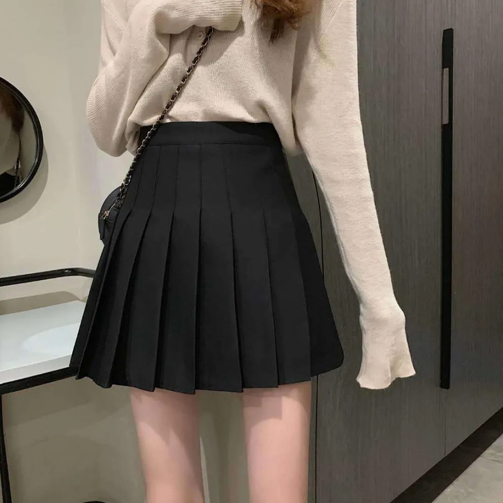 Women Pleated College Fresh Looking Elegant High Waist Slim Look All-Matching Korean Skirt Trendy A-Line Skirt