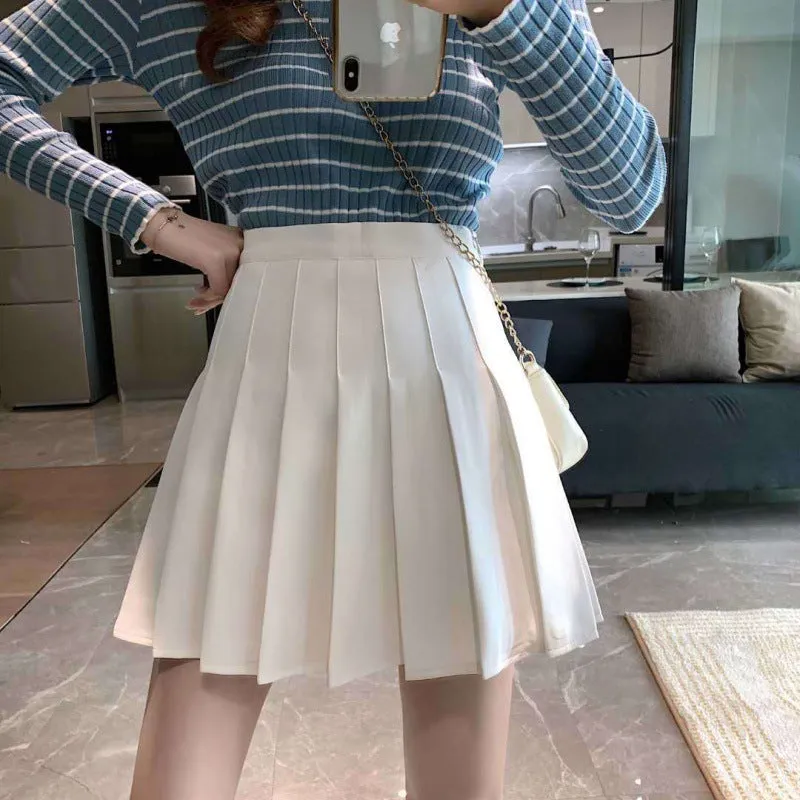 Women Pleated College Fresh Looking Elegant High Waist Slim Look All-Matching Korean Skirt Trendy A-Line Skirt