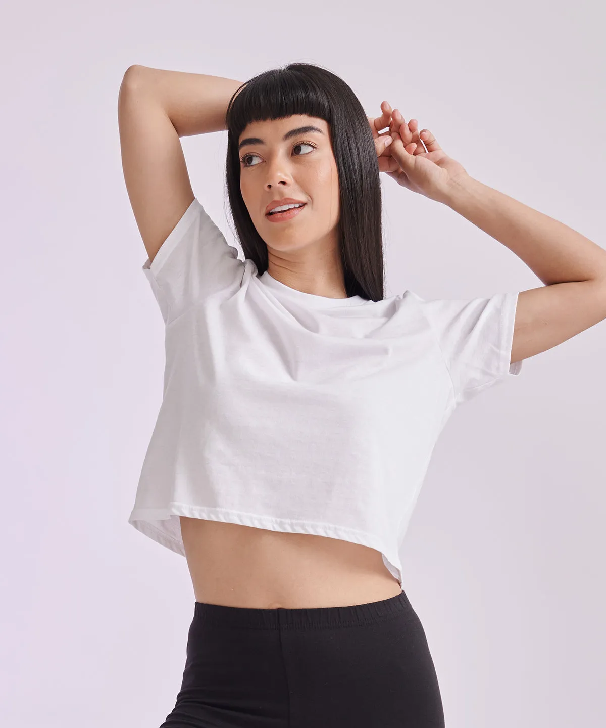 Womens cropped boxy T | White