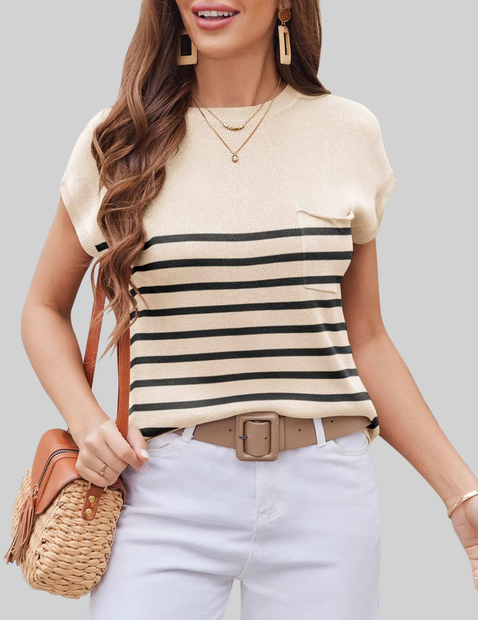 Zeagoo Sleeveless Cape Sleeve Knit Ribbed Tank Tops