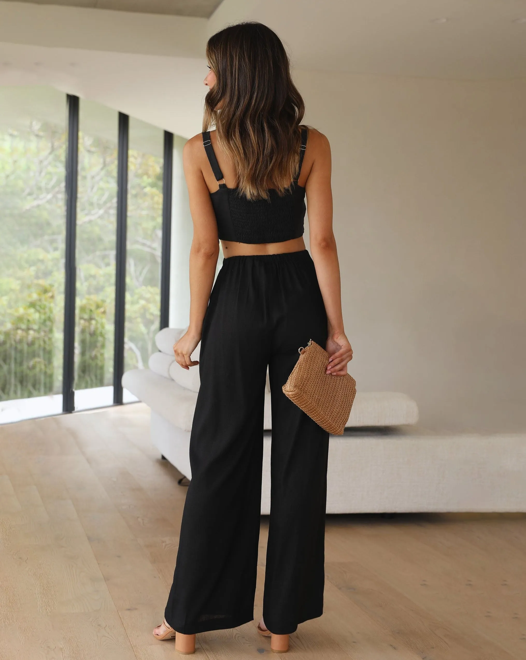 ZESICA High Waist Linen Wide Leg Flowy Palazzo Pants